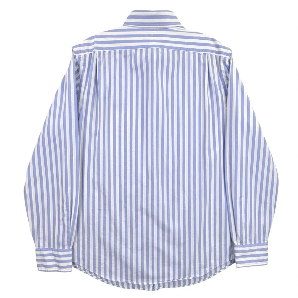 Polo Ralph Lauren Striped Button Up Shirt Men Large Blue White Cotton Slim Fit